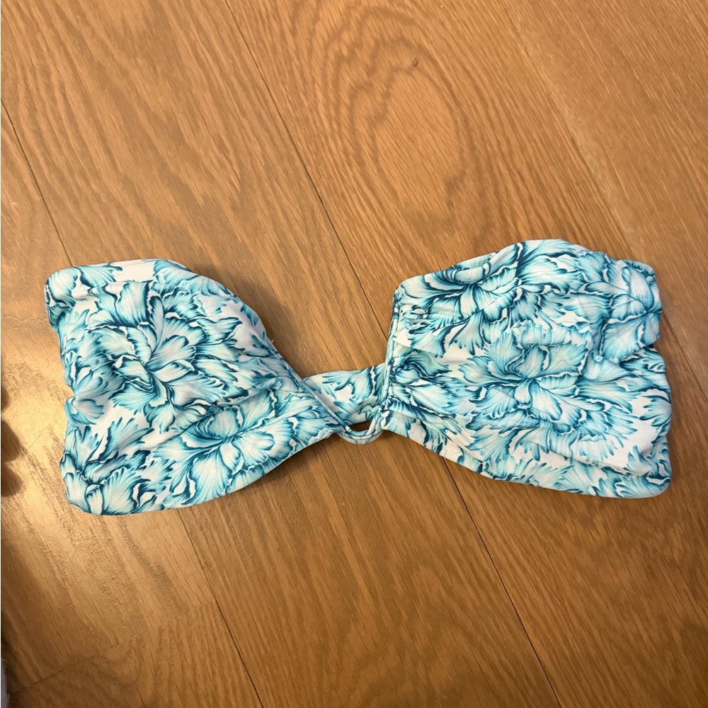 Mikoh Blue and White Floral Bikini Top